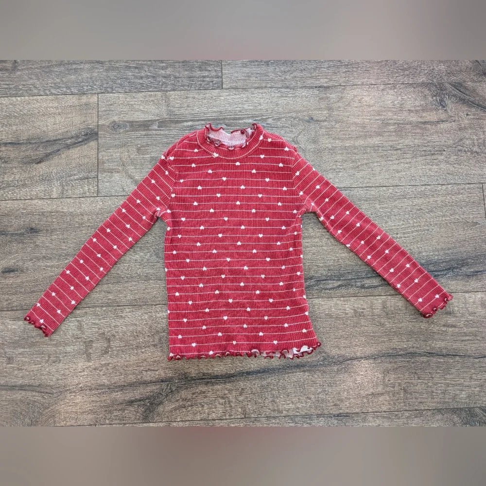 Old Navy 5T Girls Red Heart Valentine's Day Top Long Sleeve Shirt